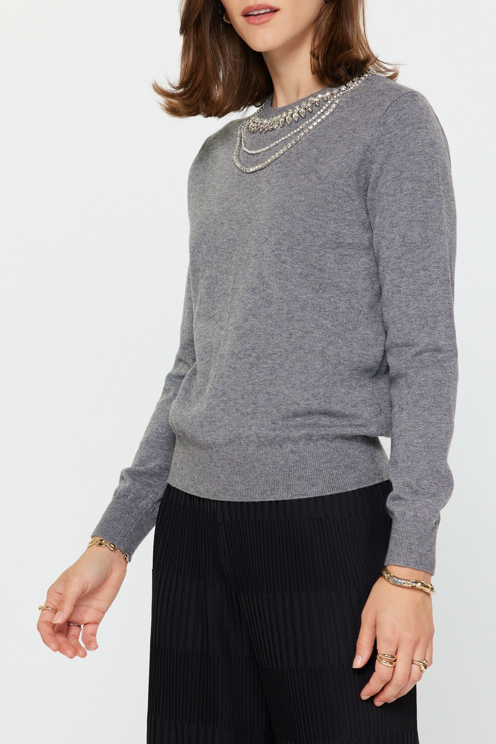 Embellished Crew Neck Sweater