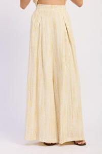 Buttercream Watercolor Linen Wide Leg Pants