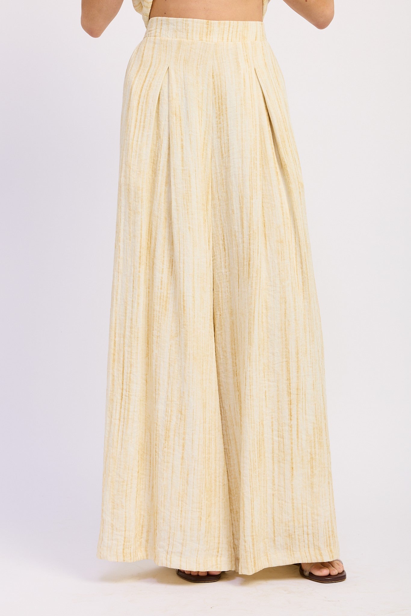 Buttercream Watercolor Linen Wide Leg Pants