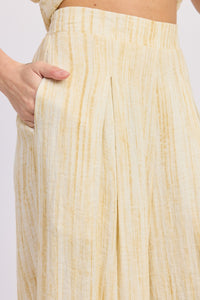 Buttercream Watercolor Linen Wide Leg Pants