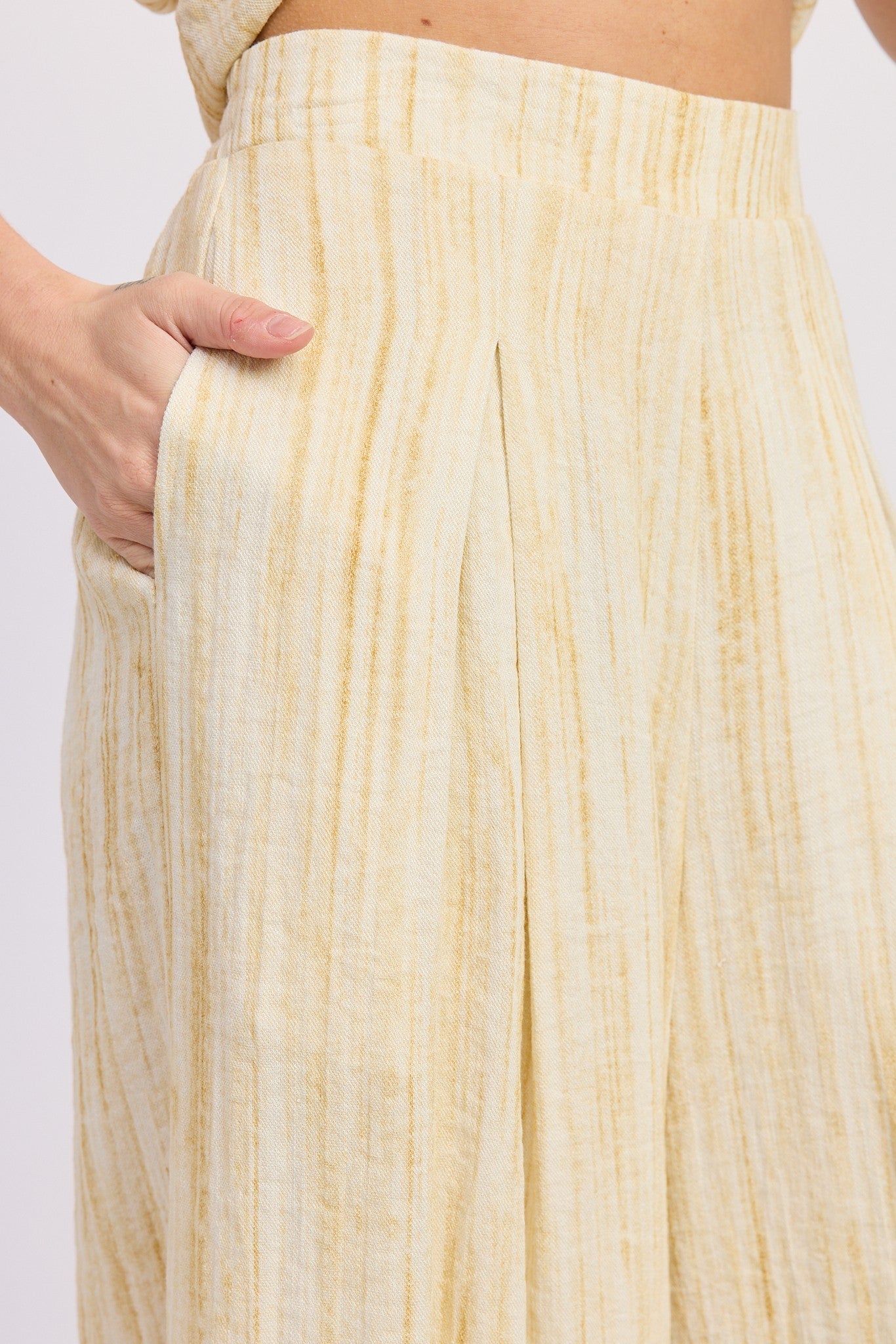 Buttercream Watercolor Linen Wide Leg Pants