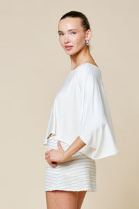 Whie Off-Shoulder Flowy Poncho Top