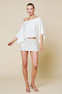 Whie Off-Shoulder Flowy Poncho Top