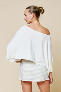 Whie Off-Shoulder Flowy Poncho Top