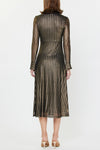 Metallic Striped Twist Front Midi Dress
