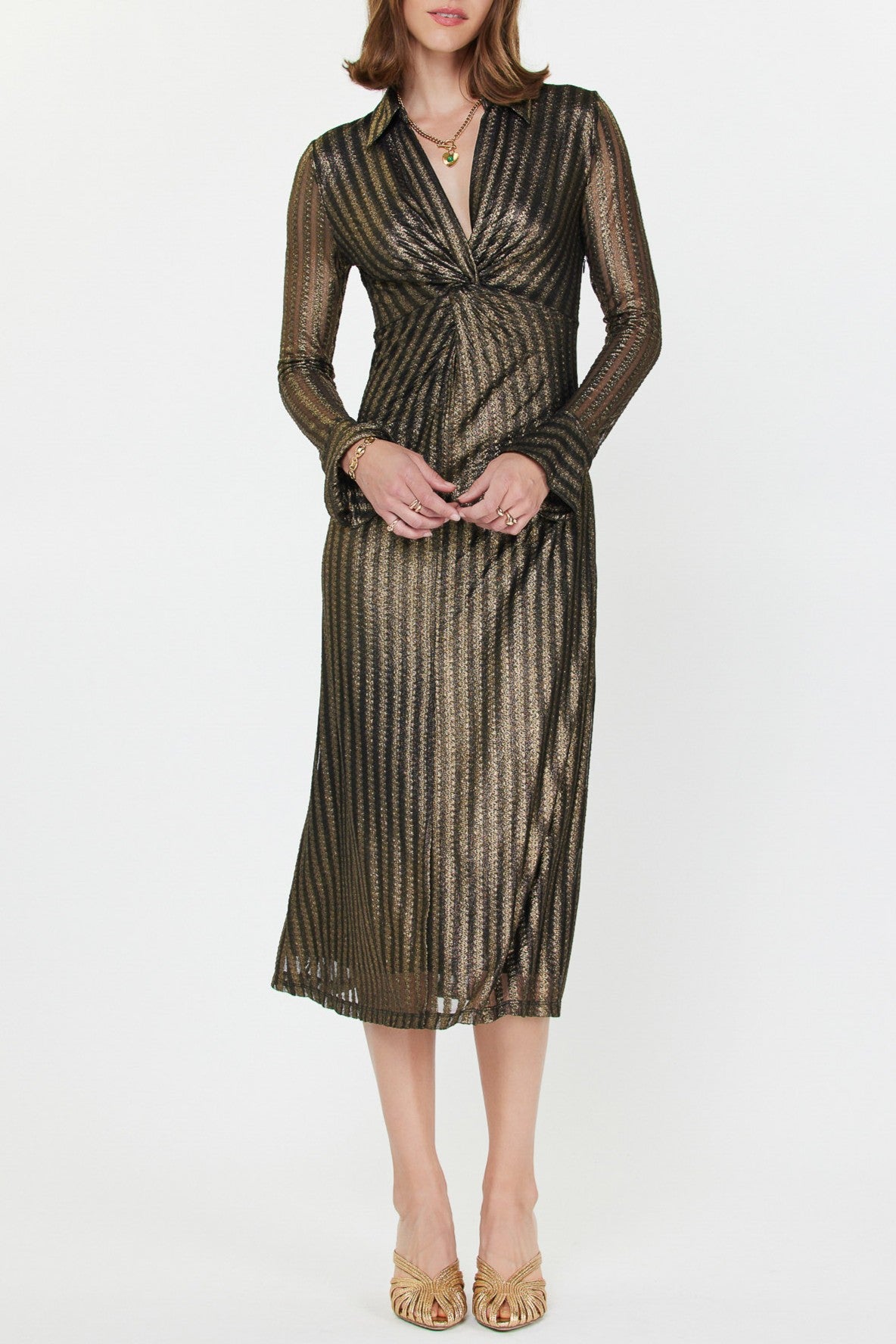 metallic twist front dress Metallic Twist Front Mini Dress
