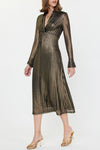 Metallic Striped Twist Front Midi Dress