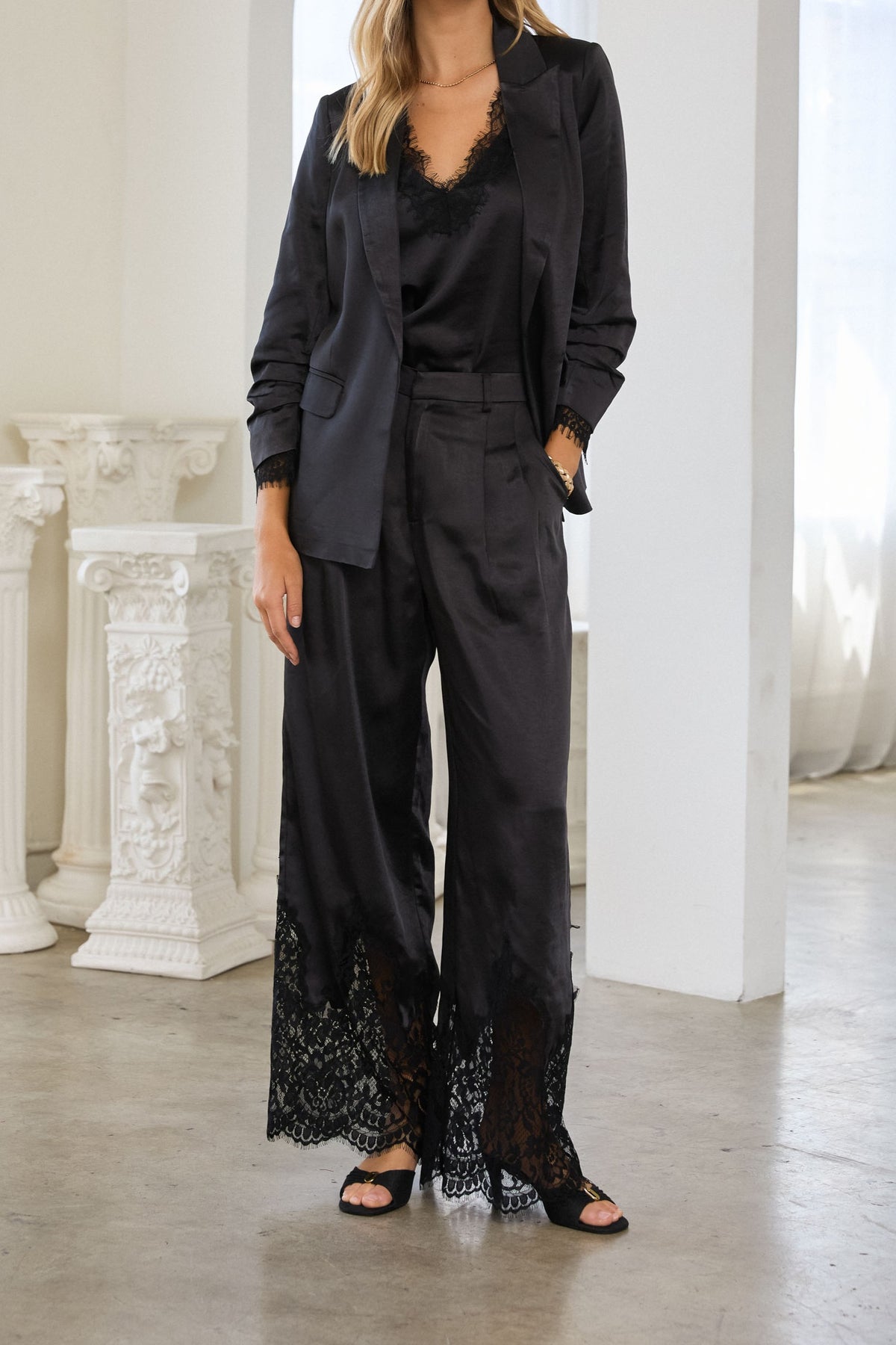 Satin Blazer with Lace