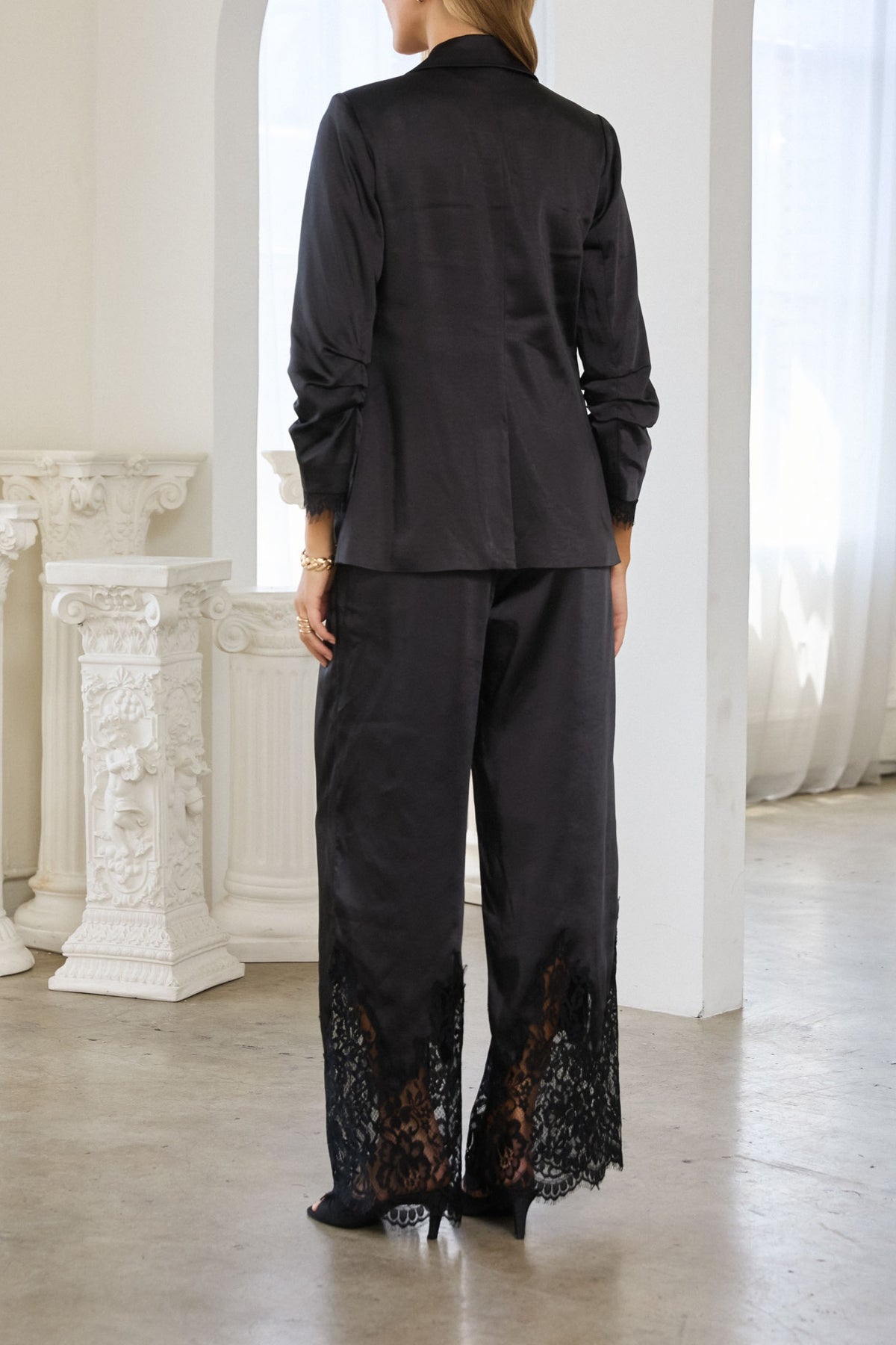 Satin Blazer with Lace