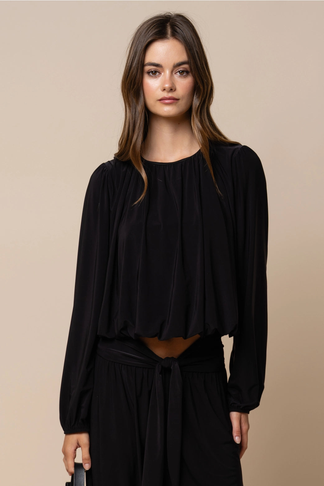 Bubble Hem Long Sleeve Top