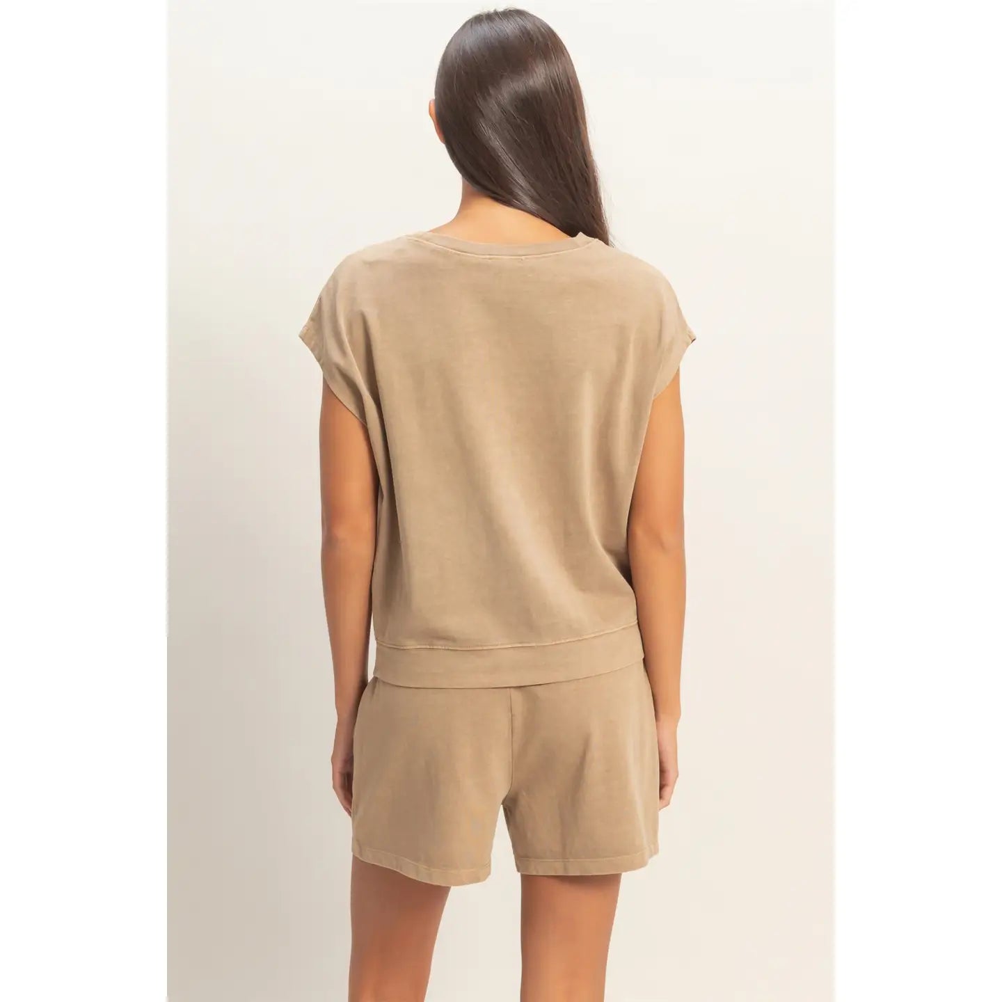 Nude Relaxed Fit Lounge Tee and Drawstring Shorts Set