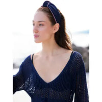Navy Open Knit V-Neck Beach Cover-Up Tunic
