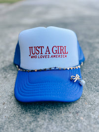 "Just A Girl America Trucker Hat" With Chain Set