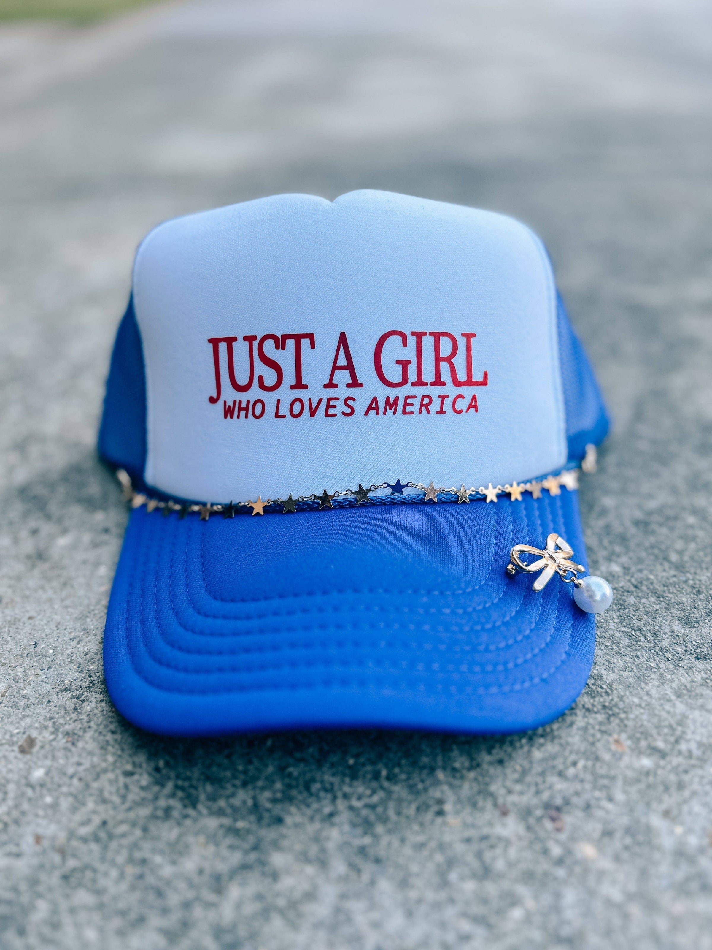 "Just A Girl America Trucker Hat" With Chain Set