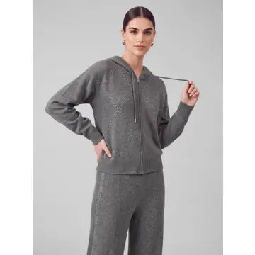 Rhinestone Sweater Hoodie Zip-Up