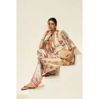 Tropical Border Print Tie Waist Wide-Leg Pants
