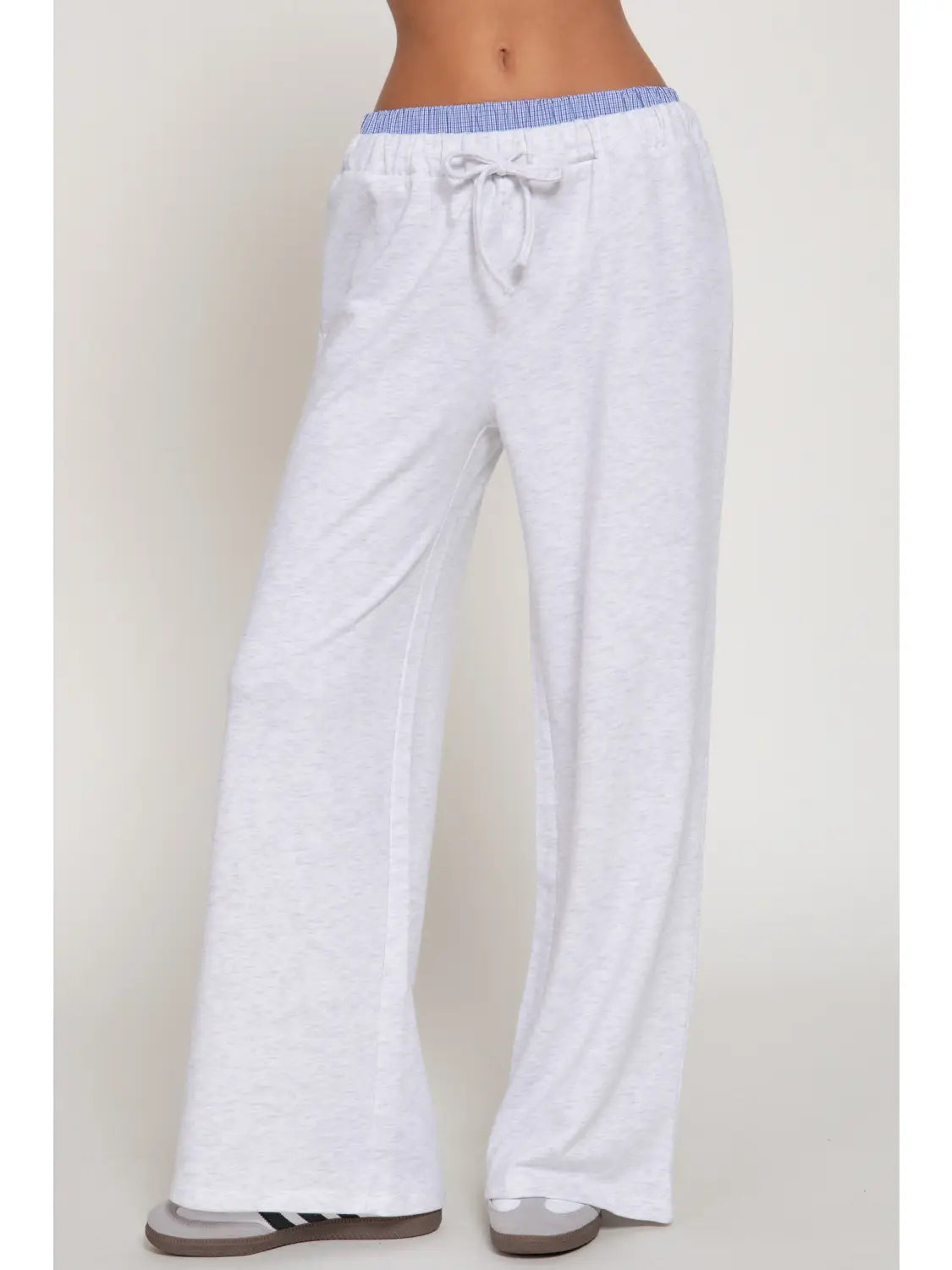 Gray Drawstring Wide Leg Lounge Pants