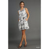 Toile Print Sleeveless Mini Dress in Black and White