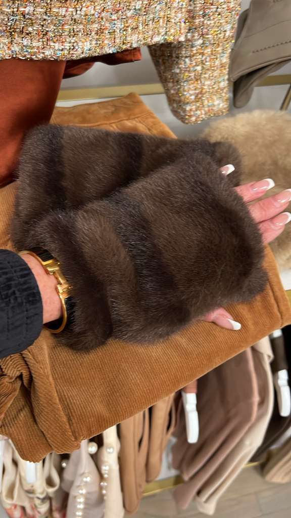 Chocolate Brown Vegan Fur Mittens
