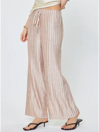 Pleated Wide Leg Drawstring Pants Pink