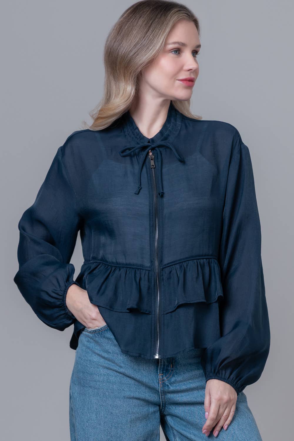 Bella Peplum Zip Up Jacket