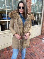 Parka with fox fur trim