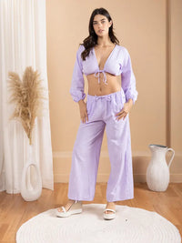 Purple Wide Leg Drawstring Lounge Pants