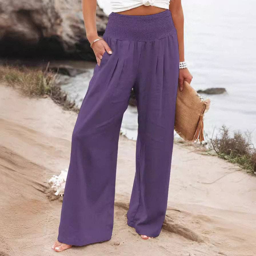 Summer Loose Wide Leg Cotton Linen Pants Women