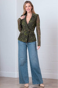 Jackie Double Breasted Burnout Blazer