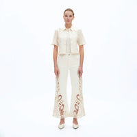Ivory Lace Insert Flare Jeans