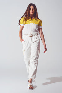 White Straight Leg Cargo Pants