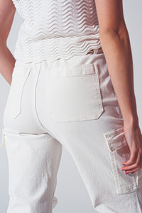 White Straight Leg Cargo Pants