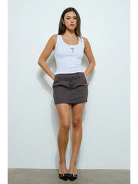 Martini Graphic Ribbed Scoop Neck Tank Top