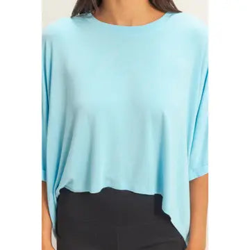 Blue Oversized Cropped Lounge Tee