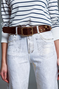 Gold Brush Paint Effect Cropped Straight Leg Jeans