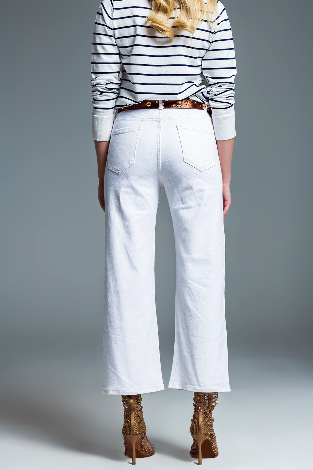 Gold Brush Paint Effect Cropped Straight Leg Jeans