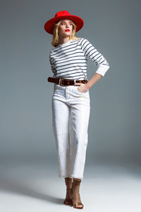 Gold Brush Paint Effect Cropped Straight Leg Jeans