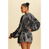Black Long Sleeve Wrap Mini Dress with Equestrian Print