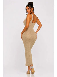 Gold Shimmer Sleeveless Bodycon Maxi Dress