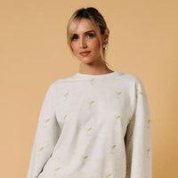 Cocktail Print Lightweight Crewneck Sweatshirt