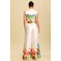 Floral Satin Belted Wide-Leg Jumpsuit