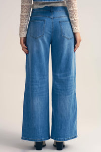 Drawstring Waist Wide Leg Denim Jeans