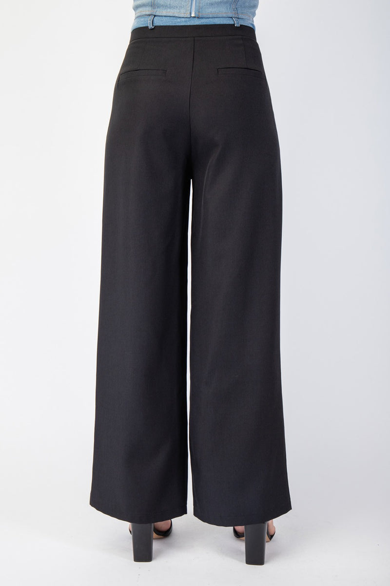 TAILORED TROUSERS WITH DENIM CONTRAST WAISTBAND