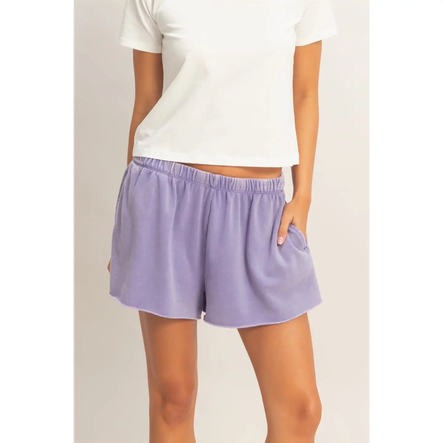 Purple Elastic Waist Lounge Shorts