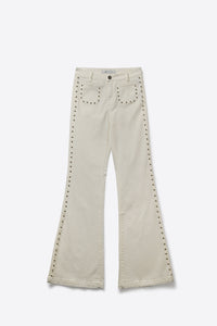 White Studded Flared Jeans