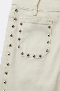 White Studded Flared Jeans