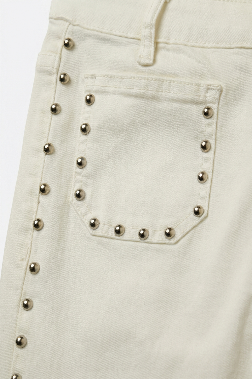White Studded Flared Jeans