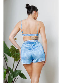Denim Bralette and Shorts Lounge Set