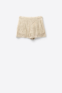 Nude Crochet Knit Shorts