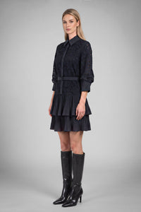 Lace Overlay Mini Tiered Dress